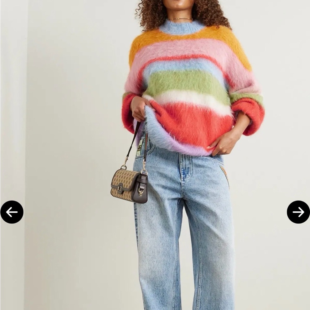 Alemais Multicolor Striped Fuzzy Boyfriend Sweater